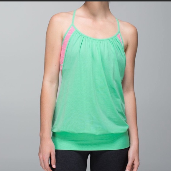 Lululemon - "No Limits Tank" - Light Green & Pink - Picture 2 of 7